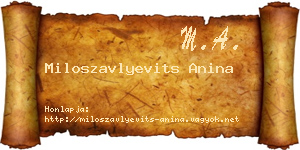 Miloszavlyevits Anina névjegykártya